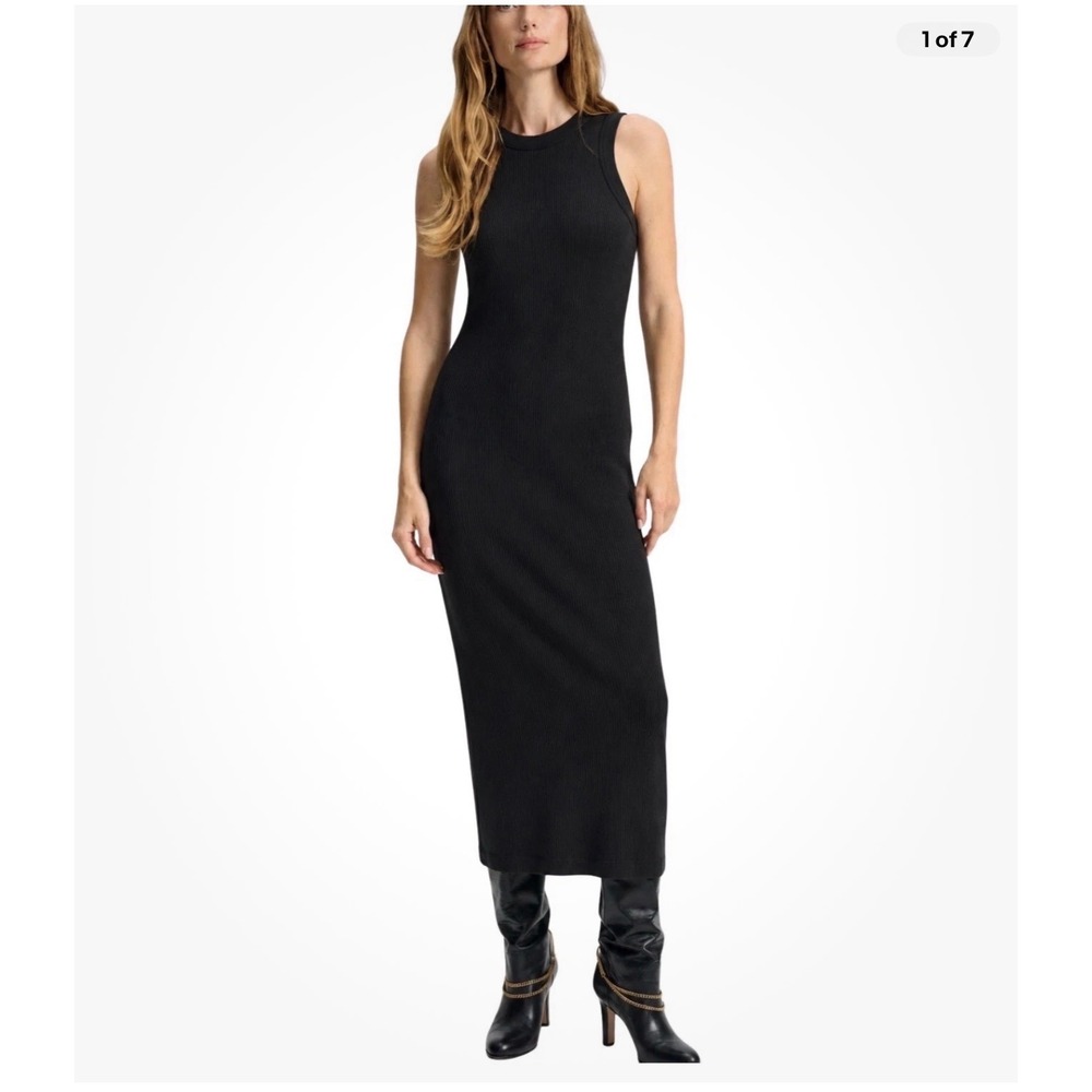 Veronica Beard Black‎ Ribbed Pima Cotton Midi Tank Dress J2311JY020S0658 Size S